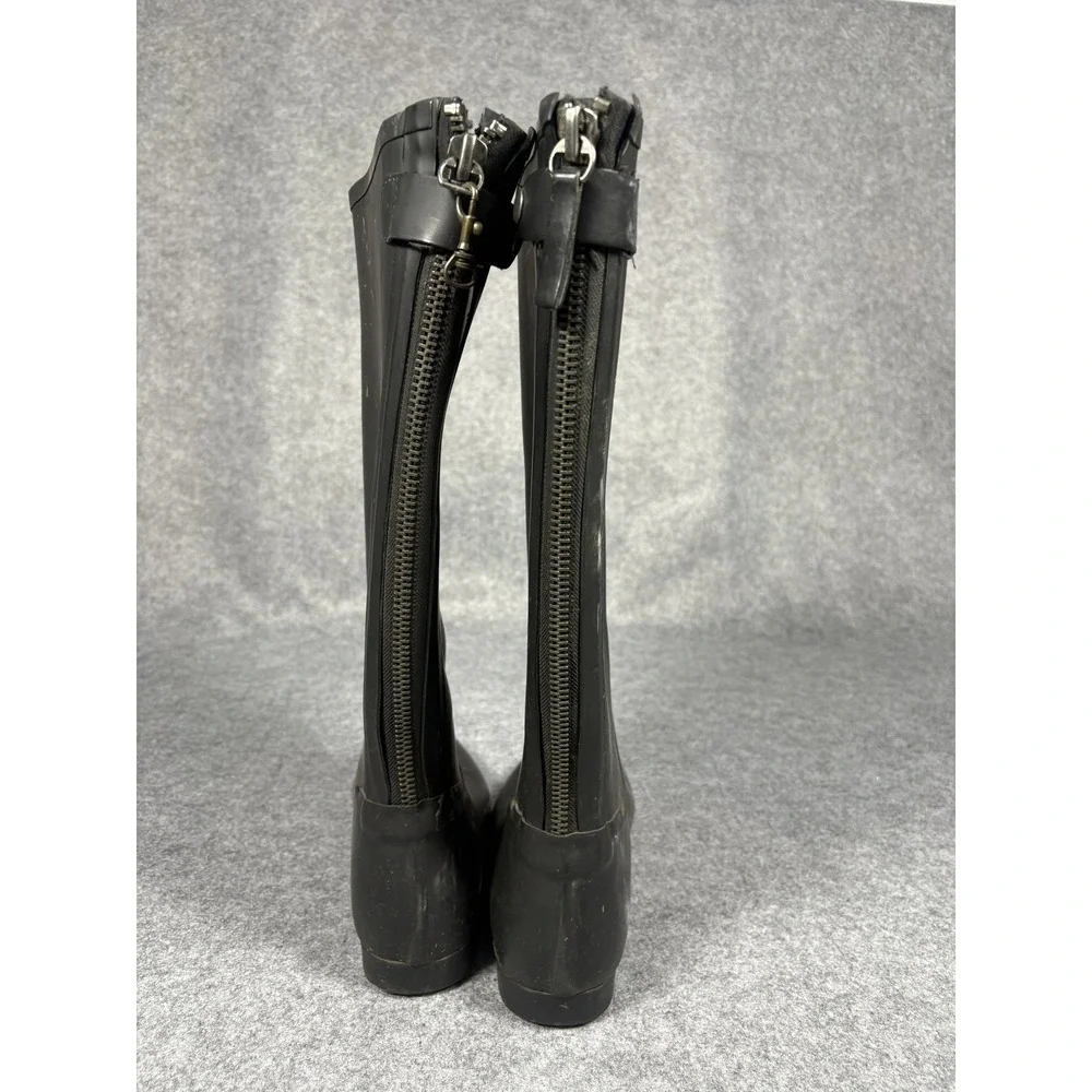 Style #17967 Tall Back Zip Rain Boots 8‎ Black Waterproof Rubber